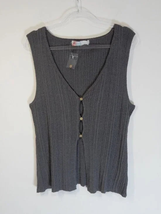 FREE PEOPLE FP BEACH Rhea Sweater Longline VEST & Mini SKIRT SET Size L Grey NEW - Picture 5 of 7